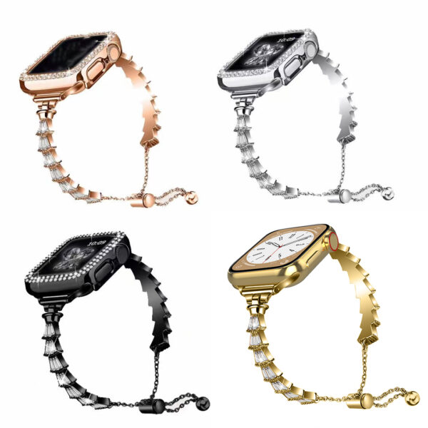 Metal Watch bands Compatible with Apple Watch Band Bling Diamond Rhinestone Wristband Jewelry Strap Metal Watch bands Series 8 7 6 5 4 3 2 1 SE