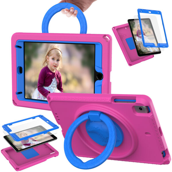 For iPad Pro12.9 2018 Case With Strap Kids Safe EVA Shockproof Tablet Cover Hand Held For iPad 8 Air 2 Mini 6 2022 10th A2696