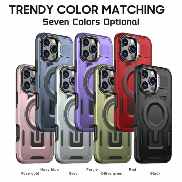 For MagSafe Magnetic Shield Frame Holder Kickstand Phone Case For iPhone 17  Air 16 Pro Max 15 14 Plus 13 12 11 XR Protective Back Cover