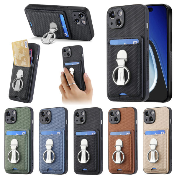 Ring Holder Cards Solt Wallet Leather Case For iPhone 17 air 16  15 Pro Max 13 14 12 Mini 11 XS XR X 6 7 8 Plus SE2022 Bag Stand Slim Cover