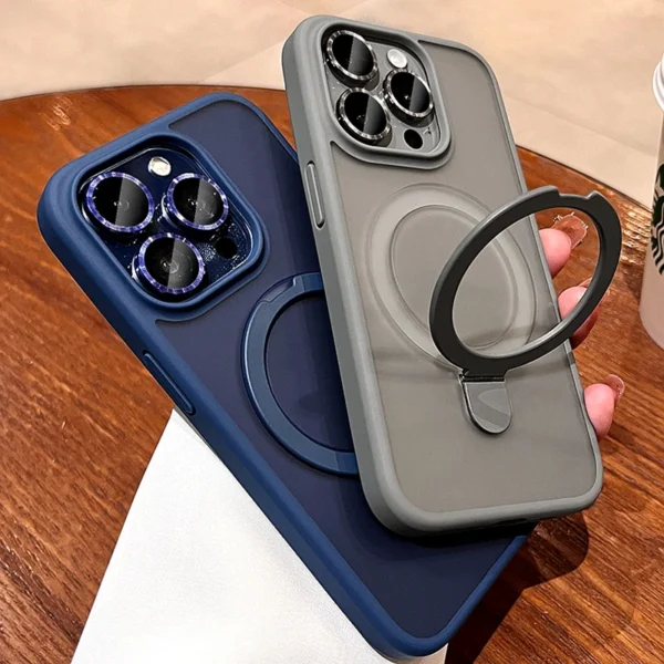 Luxury Magsafe Wireless Charging Case For iPhone 11 12 13 14 15 Pro Max Plus Magnetic Ring Bracket Camera Protection Cover