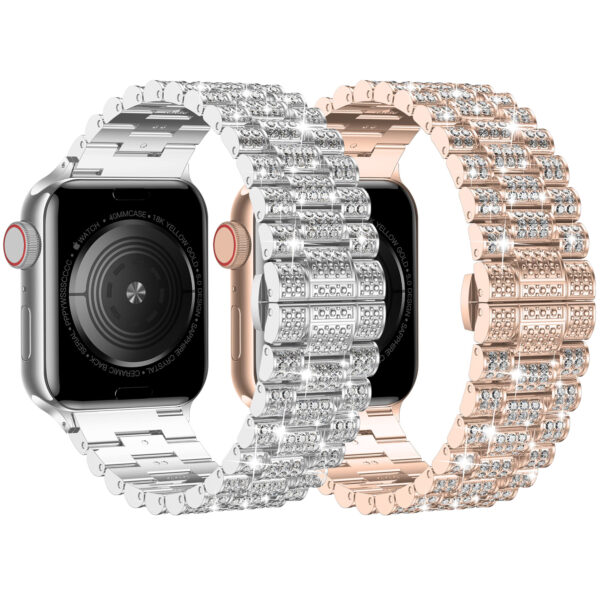 Metal Watch Strap For Apple Watch Ultra 2 Band 9 49mm 44mm 40mm 41mm 45mm Women's Diamond Bracelet iWatch Series 8 7 6 Se 5 Watchband