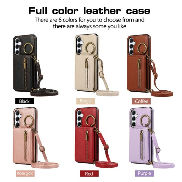 Zipper Wallet Card Holder Leather Crossbody Women Girls Case For Samsung Galaxy A06 A12 A13 A14 A15 A16 A21 A22 A24 A25 A26 A32 A33 A34 A35 A36 A51 A52 A53 A54 A55 A56 A71 A72 4G 5G Cover