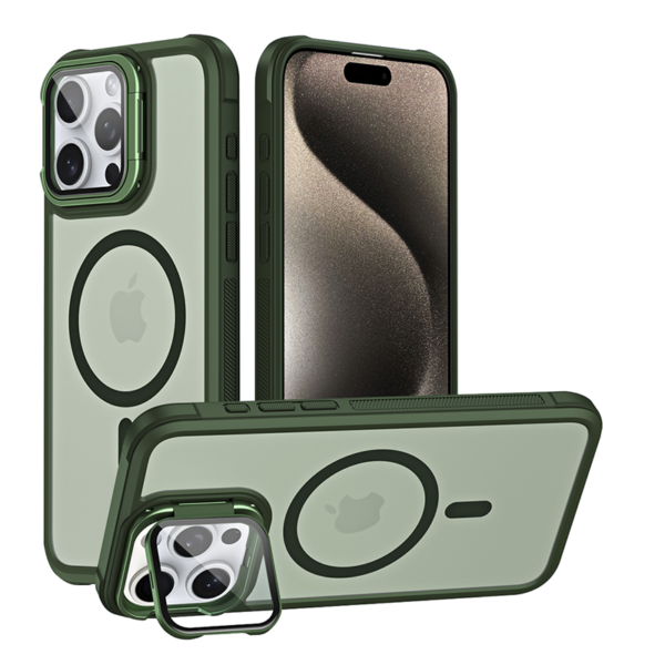 Magsafe Magnetic Wireless Charging TPU+Frosted Backboard Holder Shockproof Phone Case For IPhone 17 Air 16 15 Pro Max 13 12 11 14 Pro Max