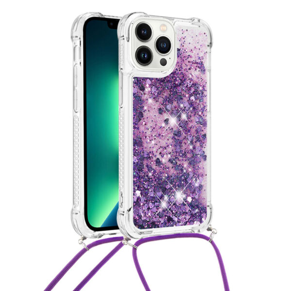 Crossbody Neck Strap Clear Glitter Liquid Case For Samsung Galaxy S24 S23 Ultra S22 S21 S20 Plus S23 S21 S20 FE Shockproof Cover