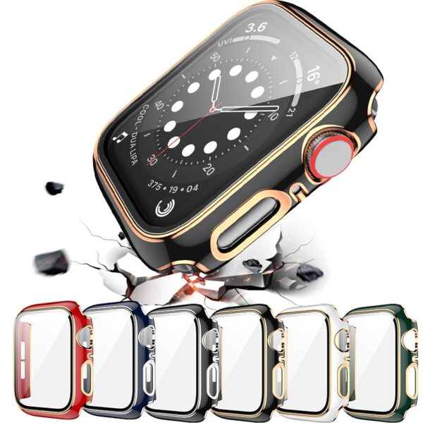 Glass+case For Apple Watch Series 10 6 5 4 3 SE iWatch Case 44mm 40mm 42mm 38mm 46mm Two-color Bumper Screen Protector+cover Accessorie