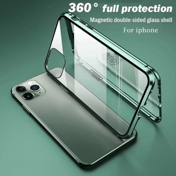 360°Full Protection Metal Magnetic Phone Case For IPhone 17 Air 16  15 14 13 12 11 Pro Max X XS XR 8 7 Plus Double-Sided Glass Bumper Cover