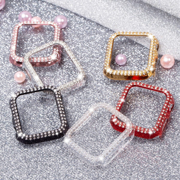 Protective Case for Apple Watch Case 10 9/8/7 41mm 45mm 46mm Bling Rhinestone Women Bumper Frame Cover iWatch Series 40mm 44mm 6/5/4 SE