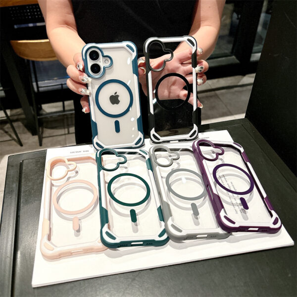 for Magsafe Armor Double Color Case for iPhone 17 Air  16 15 14 Pro Max Plus 13 11 12 Transparent Magnetic Acrylic Shockproof TPU Cover