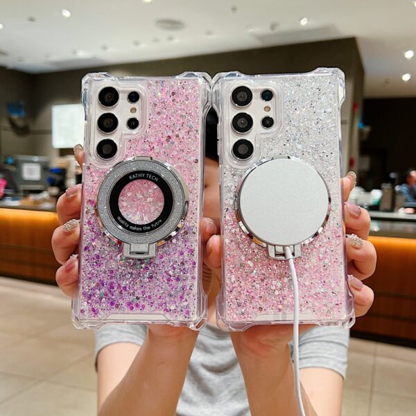 Ring Holder Magnetic Gradient Color Phone Case for Samsung Galaxy S24 S23 S22 Ultra Plus  A15 A55 A54 A34 A14 A53 A33 A13 Cover