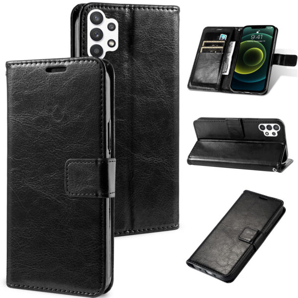 Leather Phone Wallet Case Book Stand For Samsung S25 S24 S23 S22 S21 S20 S10 S9 S8 S7 S6 Plus FE Note 8 9 10+ Note 20 Ultra Cover