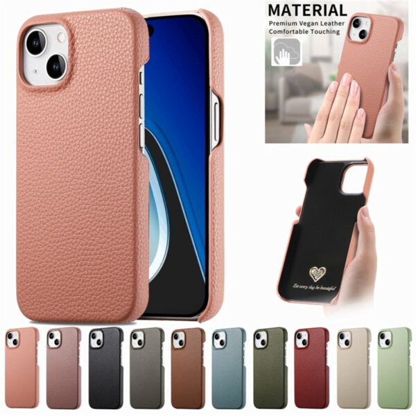Lychee Grain Skin Leather Case for iPhone 17 Air 16  15 Pro Max 14 13 12 11 Pro MAX 15 Plus 13 Pro Shockproof Business Phone Case Cover