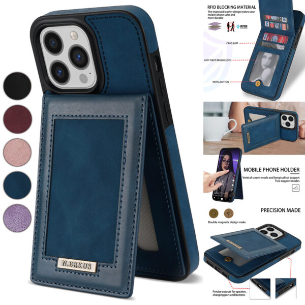 Top And Bottom Open Side Wallet Leather Case For Samsung S25 S24 S23 S22 S21 S20 Note 20 Ultra A12 A13 A14 A51 A52 A53 A54