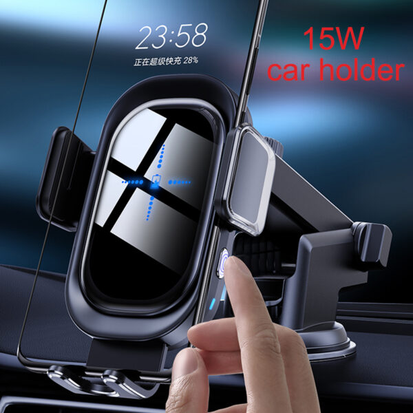 15W Intelligent Car Wireless Charger Holder Qi Induction Sensor for iPhone 12 11 pro max Quick Charge Car Cell Phone Holder New
