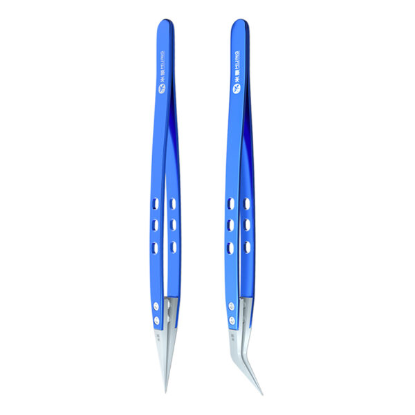 MiJing Anti-static Ceramic Stainless Steel Tweezers Maintenance Industrial Precision Curved Straight Tweezers Repair Tools