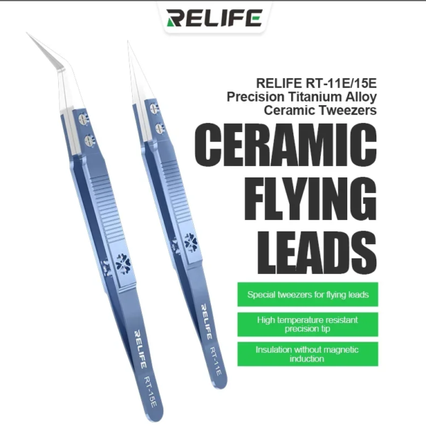 RELIFE RT-11E/15E Titanium alloy ceramic tweezers High precision nanometer level  Anti-static Nippers Jump Wire Special Forceps