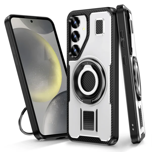 Armor Metal Ring Holder Matte Case For Samsung Galaxy A16 A15 A14 A06 A05 A05S A55 A35 A54 A34 S24 Ultra S23 FE Shockproof Cover