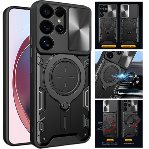 For Samsung Galaxy S25 S24 S23 S22 S21 S20 Note 20 Ultra 5G Z Flip Z Fold4 5 6 Case Car Holder Ring Phone Case For Samsung S25 + Plus S 25 Ultra Slide Camera Armor Back Cover