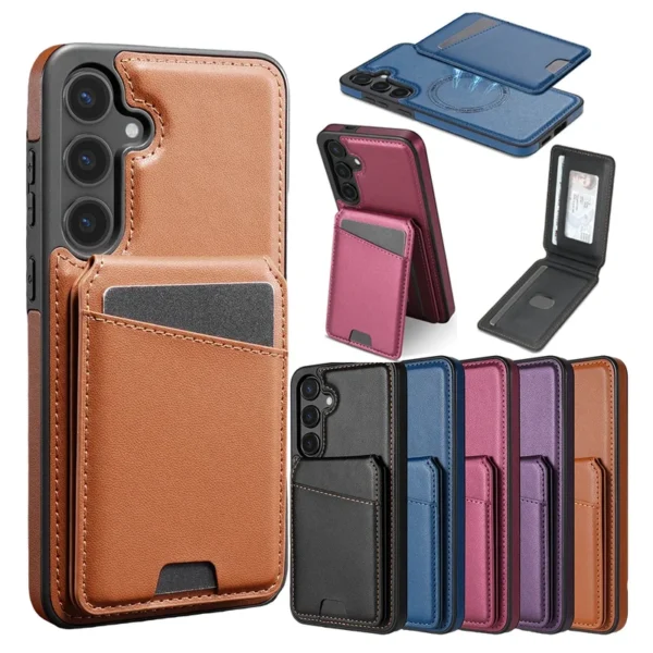 Leather wallet case For Samsung Galaxy S25 ultra S24 plus S23 S22 S21 FE A13 A14 A15 A16 A52 A53 A54 A55 magnetic wireless charging cover
