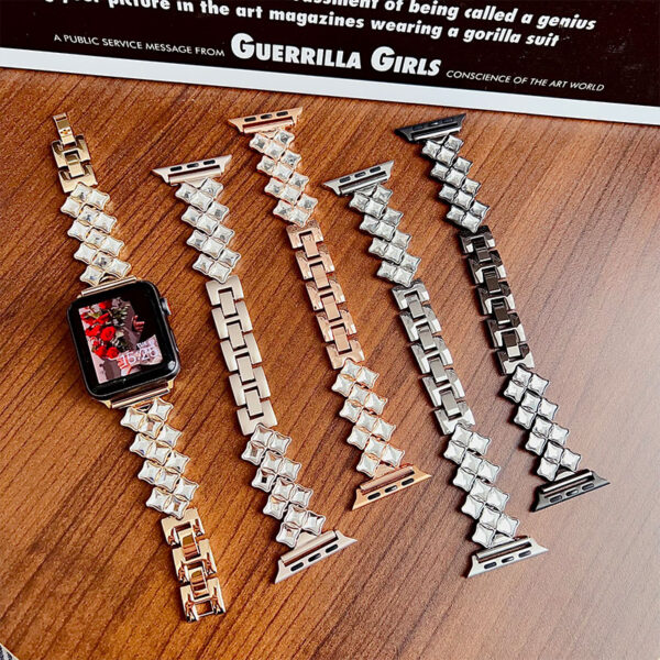 Diamond Strap For Apple Watch Band Ultra 2 49mm Metal Stainless Steel Bracelet 41mm 45mm iWatch Series 9 8 7 SE 6 5 4 44mm 40mm