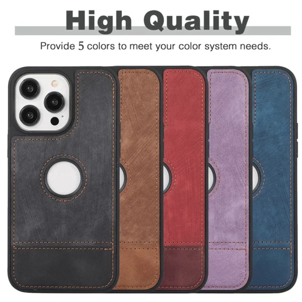 Slim PU Leather Stitching Phone Case for iPhone  17 Air 16 15 14 13 12 11 Pro Max X XS XR 7 8 Plus SE 2020 2022 Logo Hole Soft Back Cover