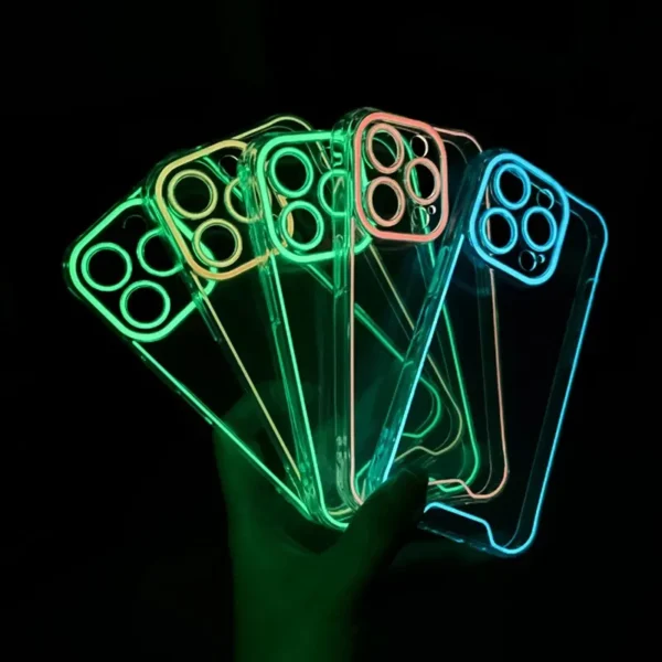 Night Light Luminous Silicone Soft Phone Case for iPhone 14 11 12 13 16 15 17 Pro Max Plus XR XS Max Transparent Back Cover
