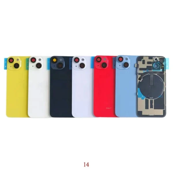 Oem for iphone 14 14 Plus Back Glass With Wireless Charging Flex and Frame Bezel Metal Plate Magnet Ring