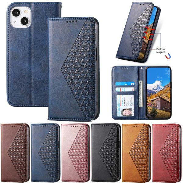 Magnetic Leather Case For iPhone  17 Air 16 15 14 13 12 mini 11 Pro Max X XR XS Max 7 8 6 6s Plus SE 2020 Card Slot Wallet Cover With Strap