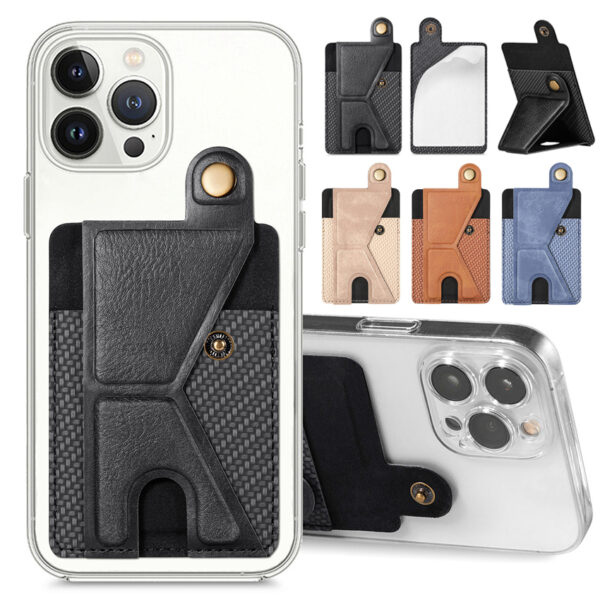 Cell Phone Adhesive Stick on Credit Card Magnetic Pocket Holder Slim Leather Wallet Sleeve For iPhone Smartphone Bag For Samsung