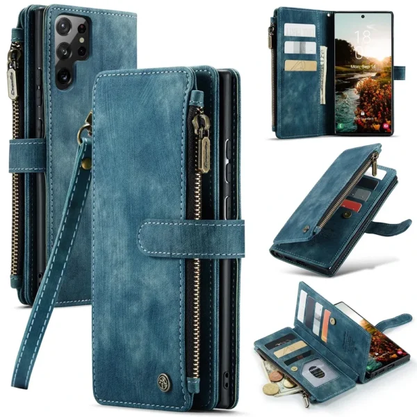 Retro frosted Soft leather cover For Samsung Galaxy S25 S24 FE S23 S22 Plus S21 Ultra S20 Note 20 10 Leather Wallet Card cases