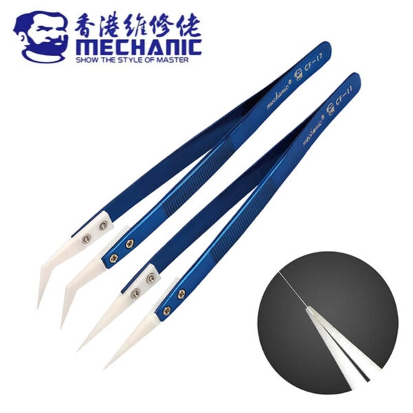 MECHANIC CF Series High Precision Insulation Ceramic Anti-magnetic Anti-Static Special Tweezers For Phone Flying Wire Repair