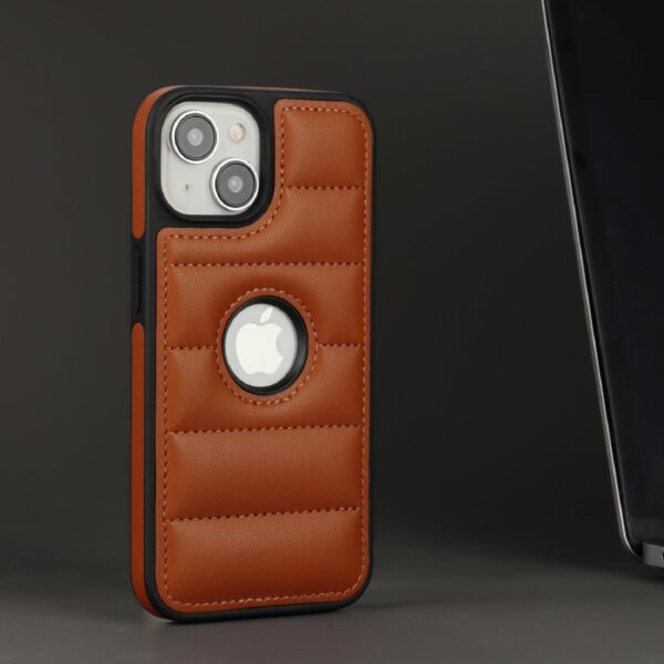 Fluffy Down Jacket Hollow LOGO Phone Case For iPhone 17 Air 16  15 14 13 12 11 Pro Max 12 13Mini XS XR 7 8Plus Anti-fall Phone Back Cover