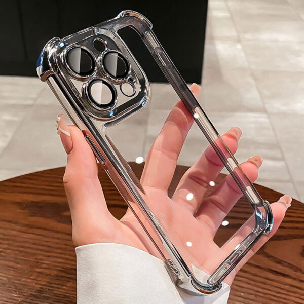 Luxury Transparent Shockproof Phone Case For iPhone  17 Air 16 15 14 13 12 11 Pro Max Plus With Lens Protector Electroplate Bumper Cover