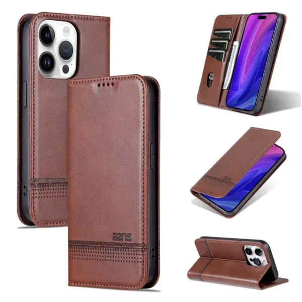 PU Leather Wallet Case For IPhone 17 Air 16 15 Pro Max 14 Plus 11 12 13 X XS XR 7 8 6Plus Soft Shockproof Cover Stand Holder with Pocket