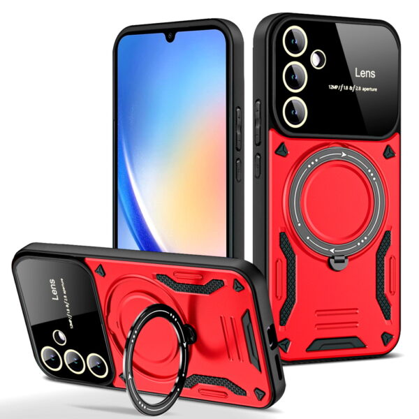 Magsafe Magnetic Adsorption Case For Samsung A03 A03S A04 A04E A05 A05S A06 A12 A13 A14 A15 A16 A22 A23 A24 A25 A26 A32 A33 A34 A35 A36 A50 A52 A53 A54 A55 A56 Galaxy Hard Camera Protection Metal Rotating Ring Car Holder Cover