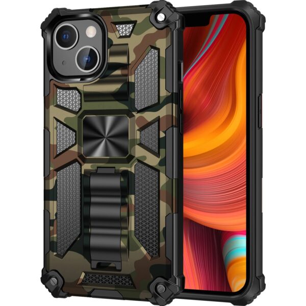 For iPhone 17 Air 11 12 13 14 15 16 Pro MAX MINI X XR XSMAX XS SE 7 8 PLUS Hybrid Armor Military Grade Camouflage Built-in Kickstand Case