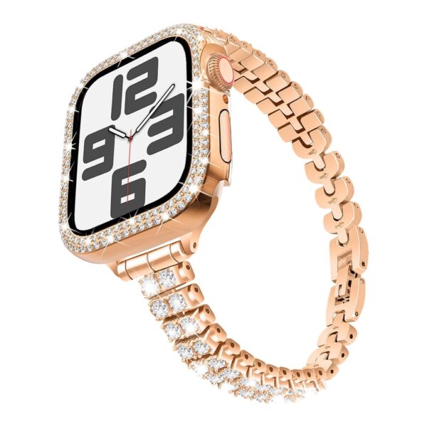 Diamond Case + Strap For Apple Watch 9 8 7 SE 49mm 45mm 44mm 40mm 41mm for iWatch 6 5 4 42mm 38mm Crystal Stainless Steel Band