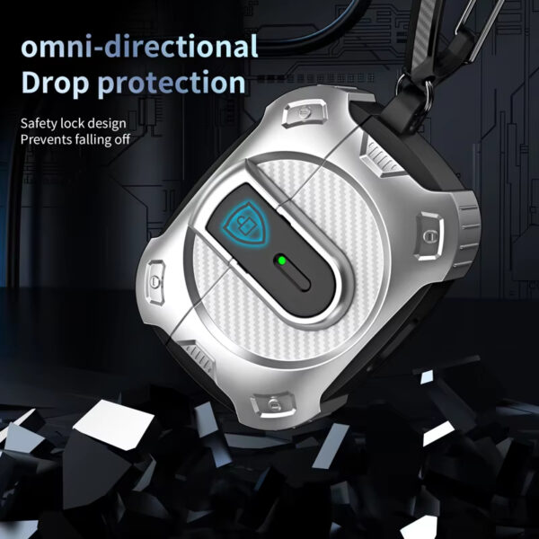 Secure Lock Clip Carbon Fiber Hard Shell TPU+PC Case For Airpods 4 For Airpods Pro2 3 2 1 Case Cover with mountaineering buckle