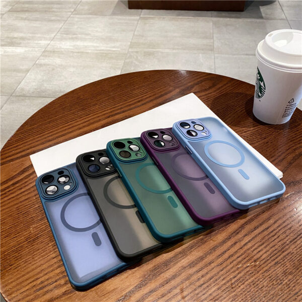 For iPhone 16 14 Pro Max Luxury Magsafe Magnetic Soft Frame Matte Phone Case For iPhone 17 Air 11 12 13 14 15 16 Plus Lens Protective Cover