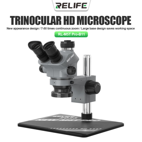 RELIFE RL-M5T Pro-B11 7X-50X Trinocular HD Microscope Phone Repair PCB Inspection Precision InstrumetDigital Industry Microscope
